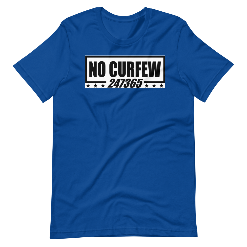No Curfew (Blk) Short-Sleeve Unisex T-Shirt || MRNGN CLOTHING